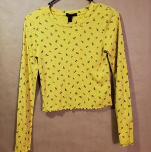 Yellow flower crop top